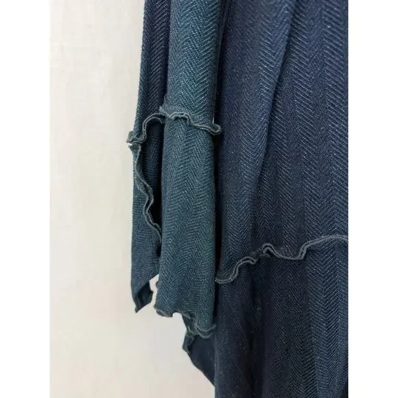 Giselle Shepatin Navy Blue Herringbone Knit Jacket Womens XL #5-0169 Art To Wear - Picture 7 of 10